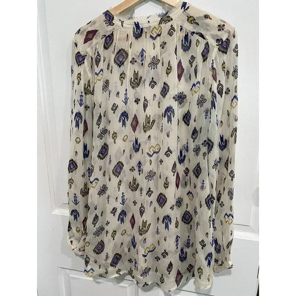 LUCKY BRAND aztec design cream color long sleeve blouse /top, size XL - Picture 2 of 5